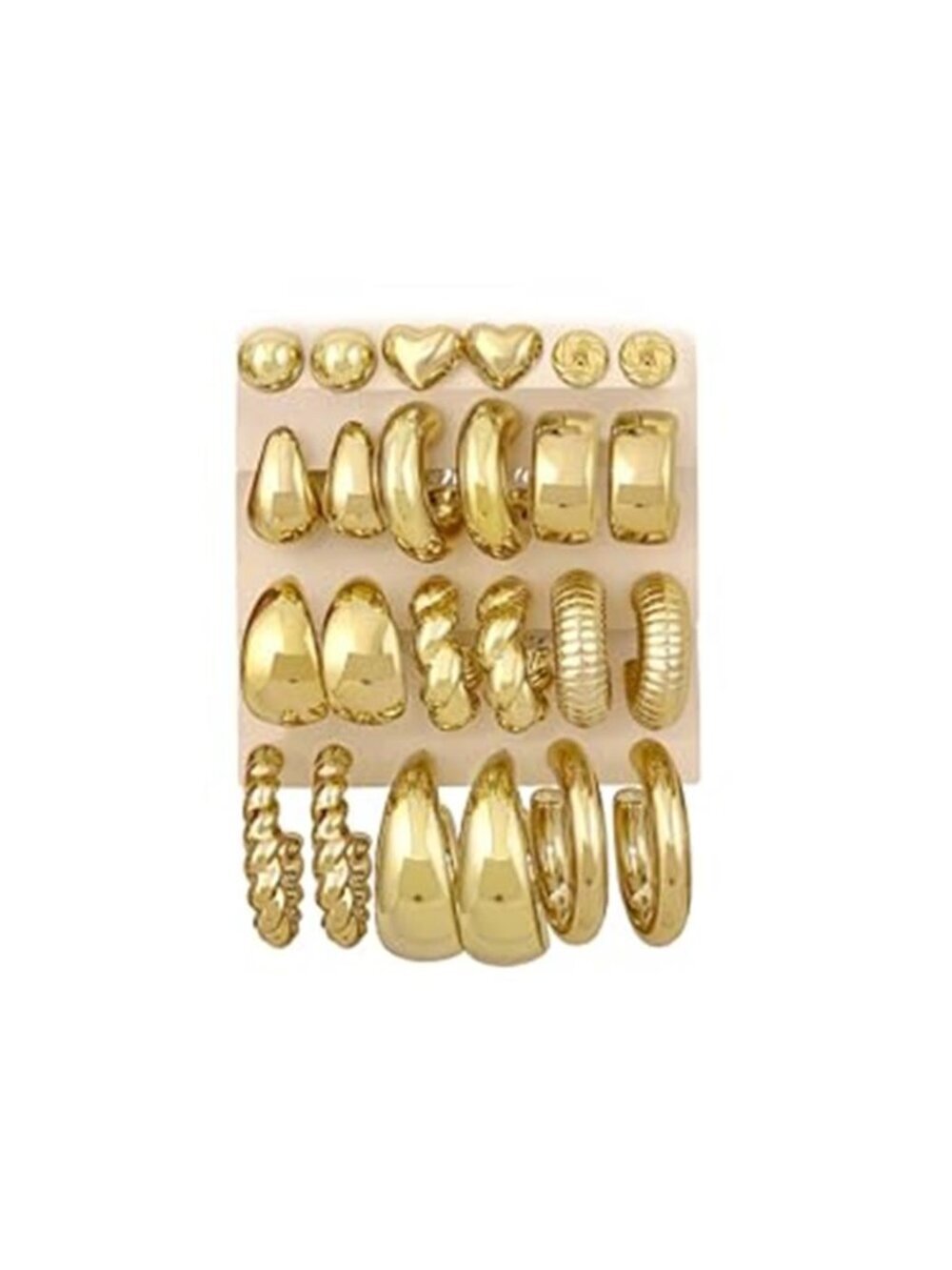 12 Pairs Chunky Gold Hoop Earrings for Women Trendy, Gold Plated Lightweight